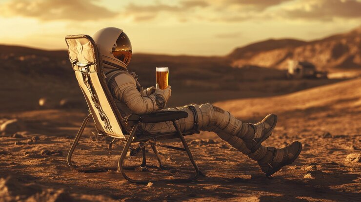 Un astronauta se relaja en Marte