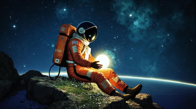 Astronauta relajándose en el espacio