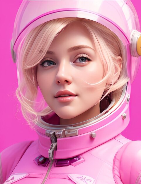 Foto una astronauta rosada y rubia