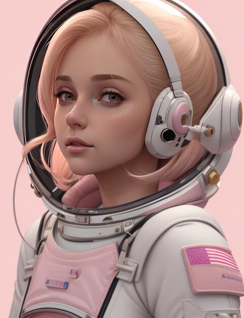 una astronauta rosada y rubia