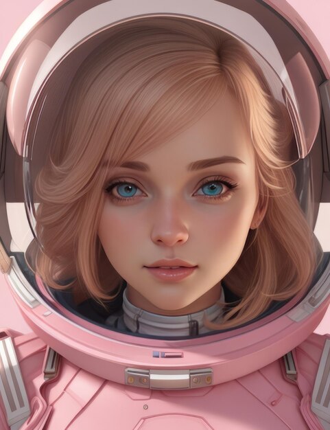 Foto una astronauta rosada y rubia