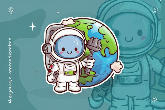 un astronauta sosteniendo un palo con un traje espacial en