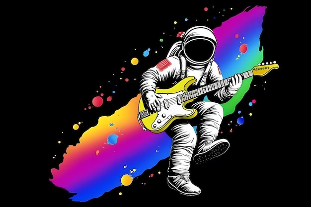 Astronauta space rock guitarra rede neural gerada por ai