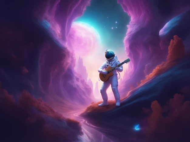 Astronauta tocando la guitarra