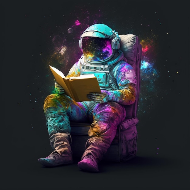 Astronauta a todo color creado con inteligencia artificial