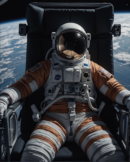 Foto un astronauta en un traje de astronauta está en el espacio