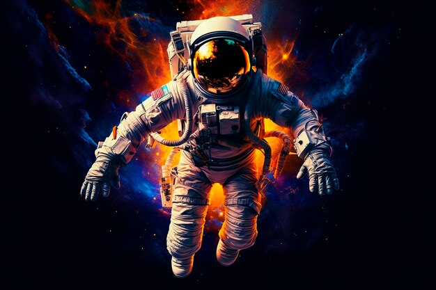 astronauta en traje espacial en el espacio ai generado