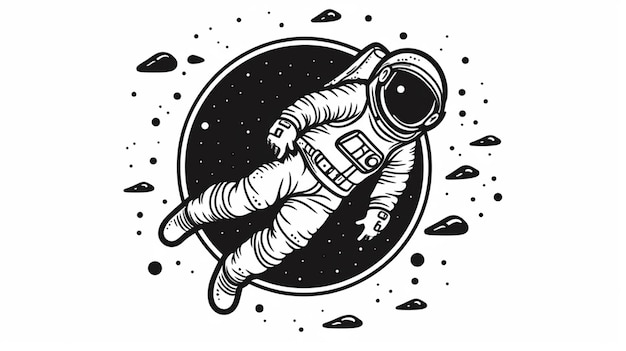Un astronauta en un traje espacial flotando por el espacio con una nave espacial en el fondo ai generativo