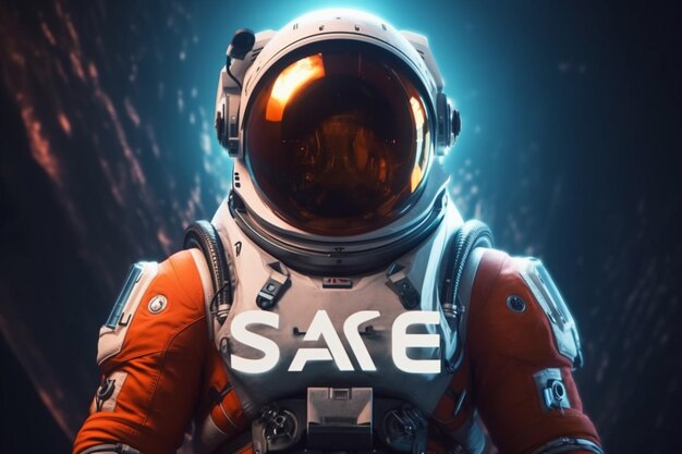 Un astronauta en traje espacial con un logo que dice