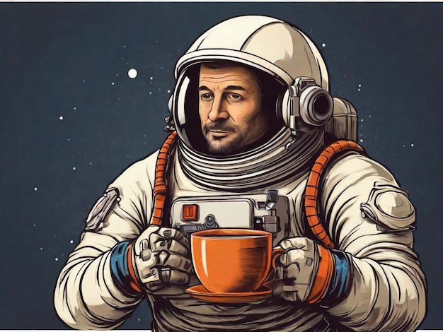 Un astronauta en un traje espacial con una salpicadura de agua