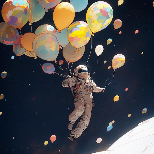 astronauta volando en globos