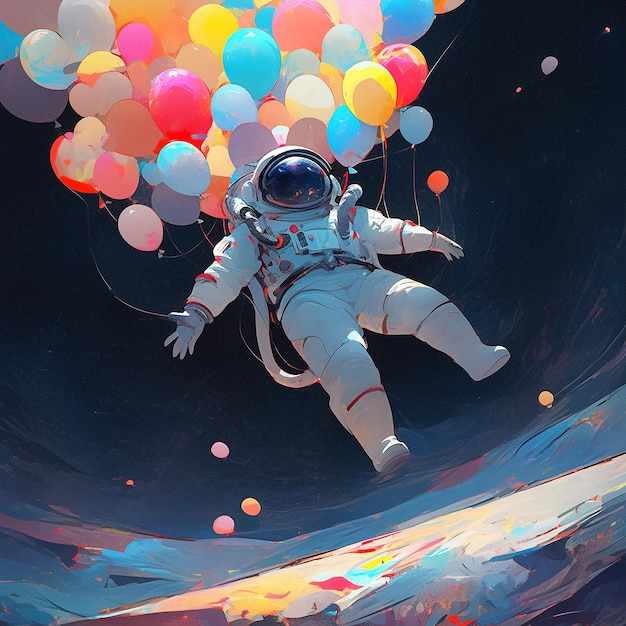 astronauta volando en globos