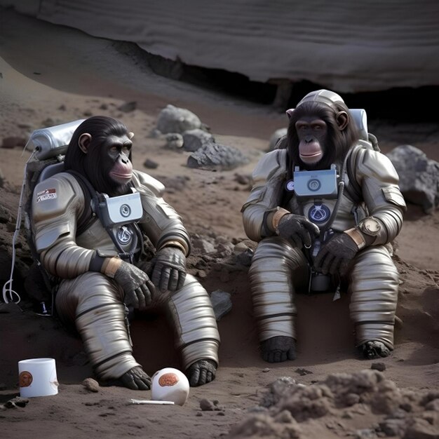 Foto los astronautas en un descanso