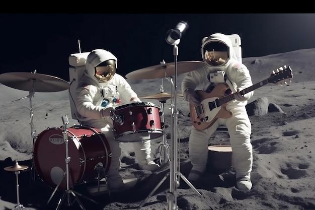 Astronautas musicais na superfície lunar AI