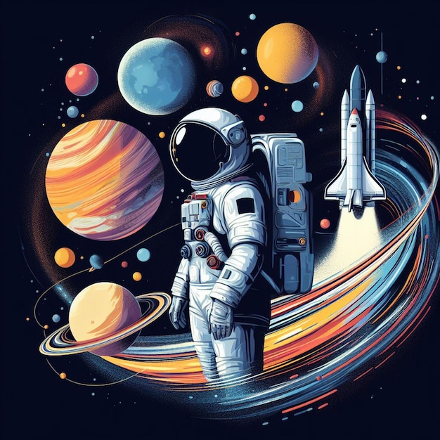 Foto astronauten-illustration, ai-erzeugter weltraum-png
