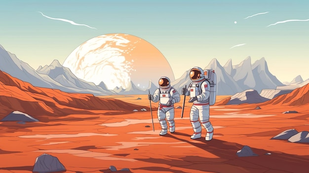 Astronauten mit abstraktem Hintergrund Die beeindruckende Reise von Astronauten im Weltraum durch eine fesselnde Illustration vor einem abstrakten Hintergrund in einem dynamischen Design mit generativer KI