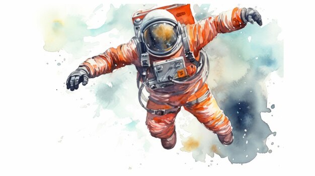 Foto astronauten- und universumsplaneten aquarell weißer hintergrund generative ki