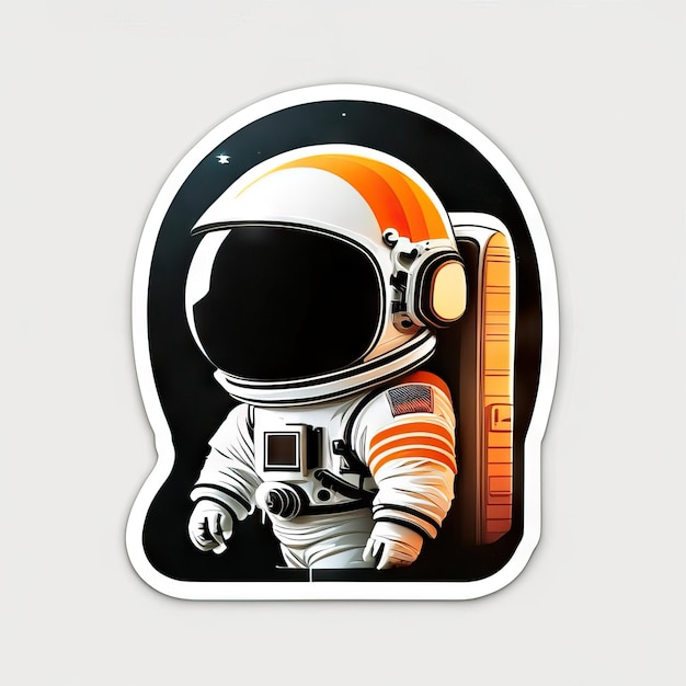 Astronautenaufkleber mit Kleidung und Helm