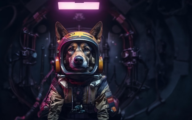 Foto astronautenhunde im weltraum sind im weltraum unterwegs