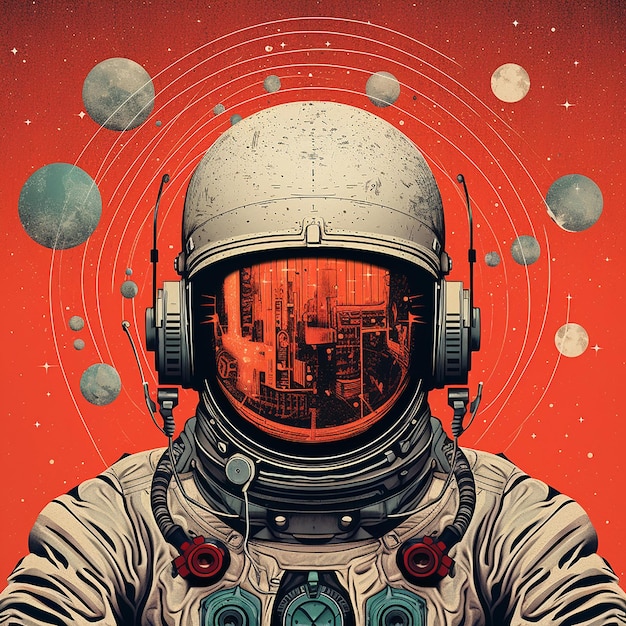 Astronautenillustration im Retro-Stil