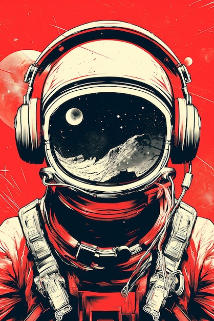 Astronautenillustration im Retro-Stil