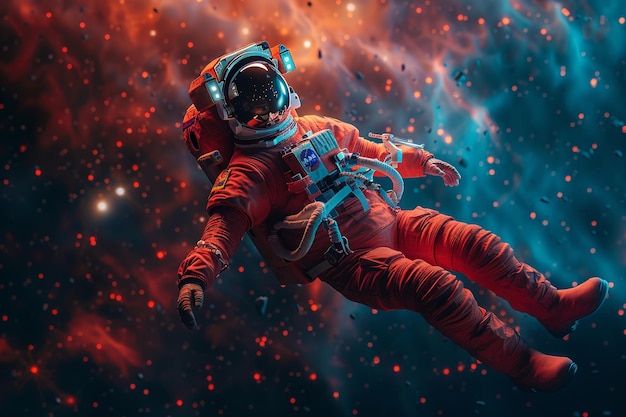 AstronautInRed_WeightlessSerenityArt (Arte de la serenidad sin peso)