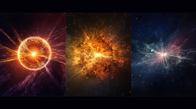 Astronomische Phänomene, Pulsare und Gammastrahlenausbrüche, von der KI erzeugt