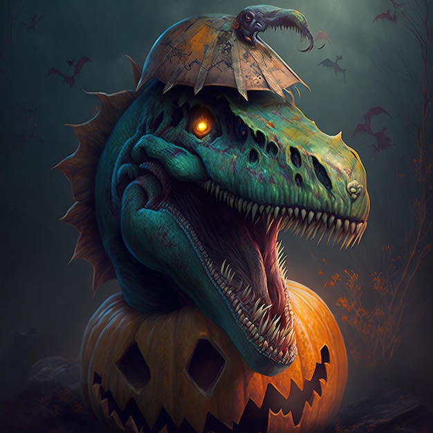 Asustadizo Encuentro Prehistórico Dinosaurio Aventura de Halloween