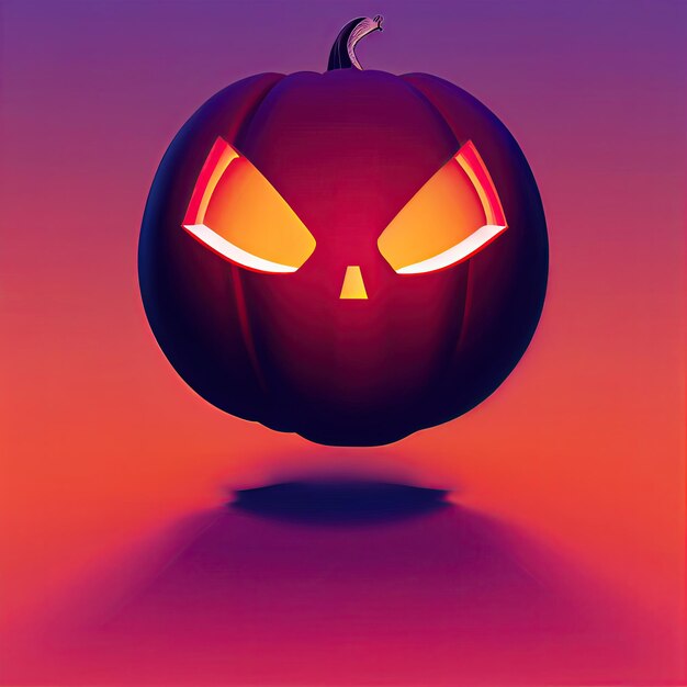 Asustadizo espeluznante Feliz Halloween calabaza de fondo púrpura Ilustración en 3D