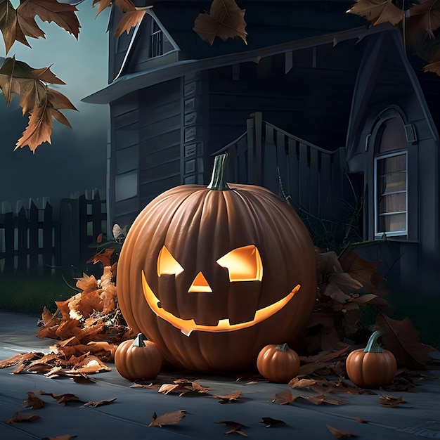 Asustadizo y genial diseño de Halloween siniestra escena de la noche de Halloween Leonardo Ai