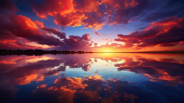 Un atardecer ardiente en el horizonte