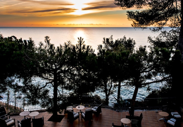 Atardecer en la cala de Cap Roig, Costa brava de Girona.