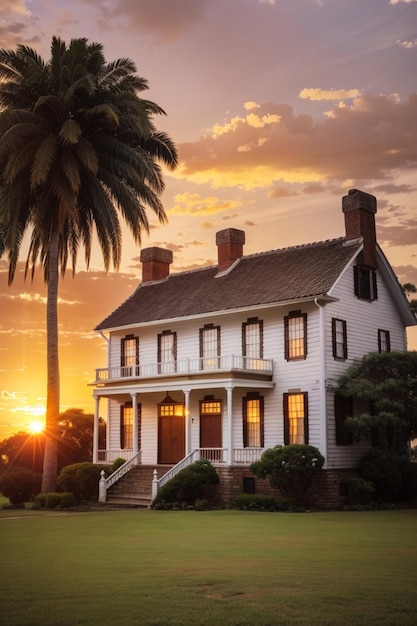 Atardecer de casa colonial