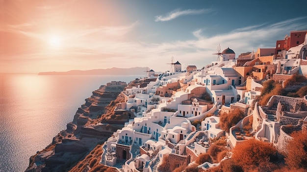 Atardecer en la isla de Santorini en Grecia