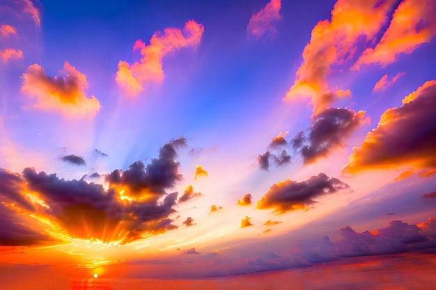 Atardecer de noche con nubes de tonalidad roja