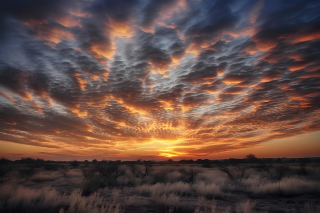 Un atardecer con nubes y un atardecer de fondo