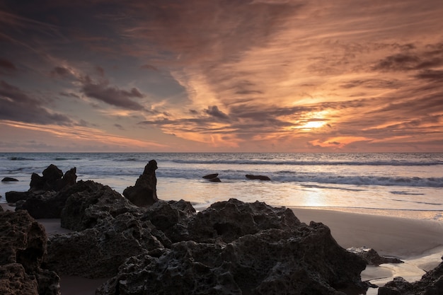 Atardecer en las playas de Cádiz