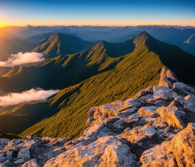 Atardecer sobre las montañas