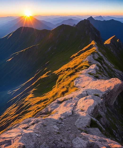 Atardecer sobre las montañas