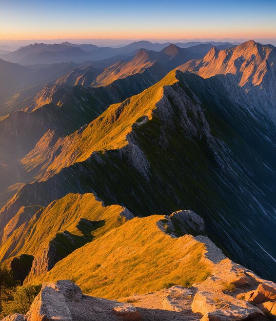 Foto atardecer sobre las montañas