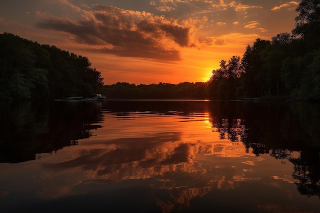 atardecer sobre el río atardecer en el lago atardecer sobre el lago