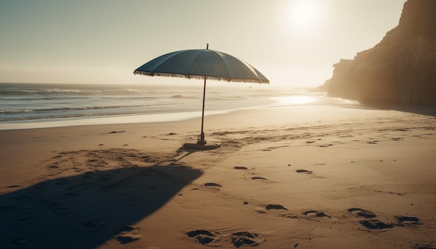 Atardecer tranquilo en un paraíso costero tropical remoto generado por IA