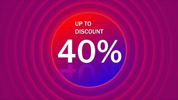 Até 40 por cento de desconto Banner de caixa de moldura de luz de néon Sinais de preço de oferta de venda Símbolo de oferta especial Salve 40 por cento Etiqueta de desconto Quadro de iluminação de néon
