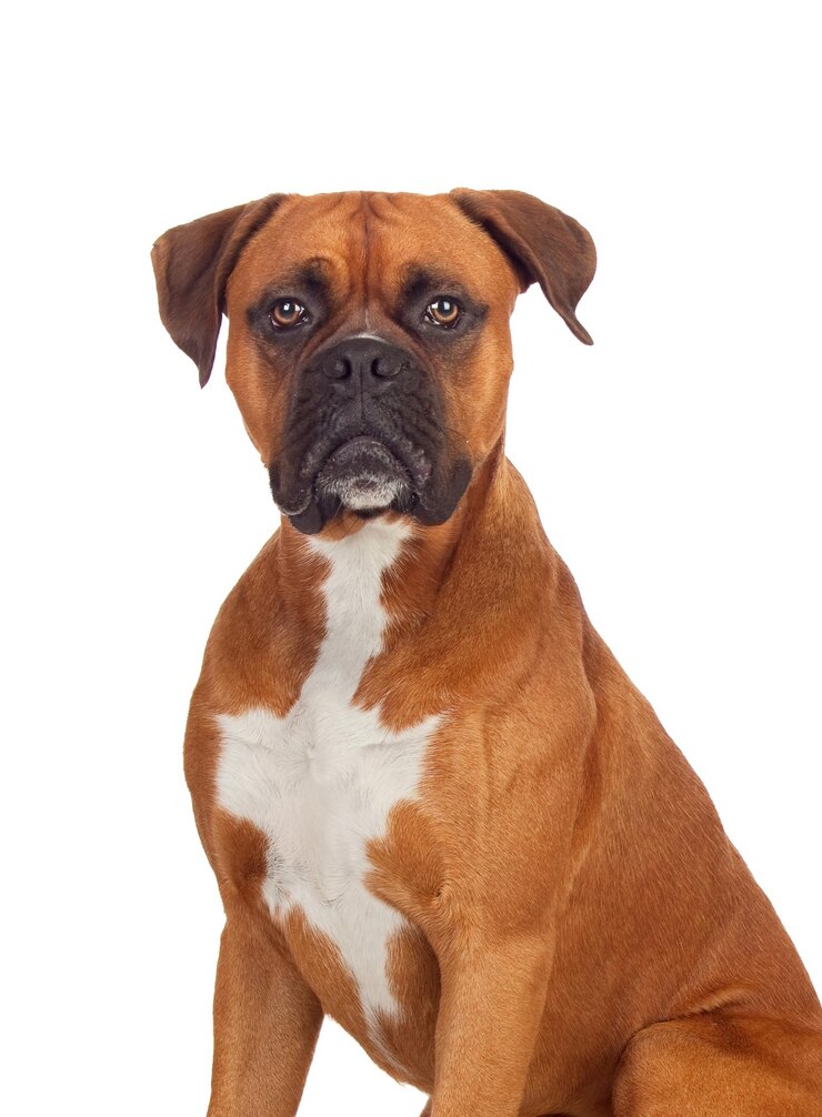 Foto atelieraufnahme eines entzückenden boxerhundes
