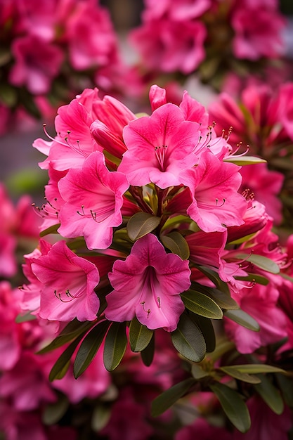 Foto atemberaubende darstellung der blühenden rötlichen rosa azalea bush naturen lebendige kunst