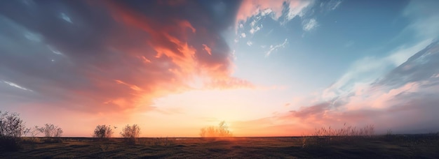 Atemberaubende Fotografie eines wunderschönen und farbenfrohen Sonnenuntergangshimmels