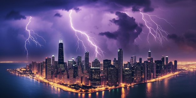 Atemberaubende Fotos der Skyline von Chicago während des Sturms