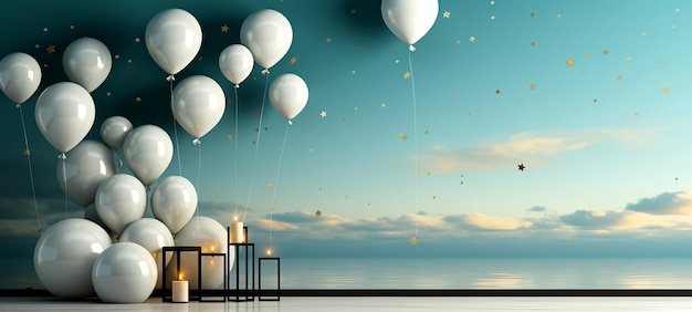 Atemberaubende Geburtstagsballons vor einer opulenten Kulisse sorgen für eine wunderschöne Szene