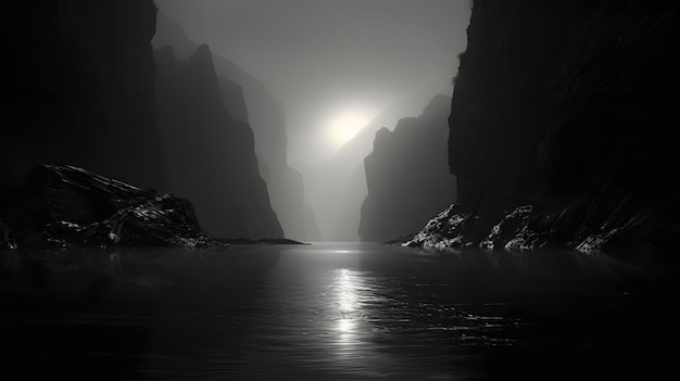 atemberaubende Landschaft im Stil von Hiroshi Sugim