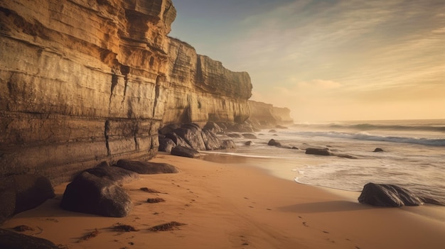 Atemberaubende Landschaftsfotografie an der Strandklippe für den Hintergrund